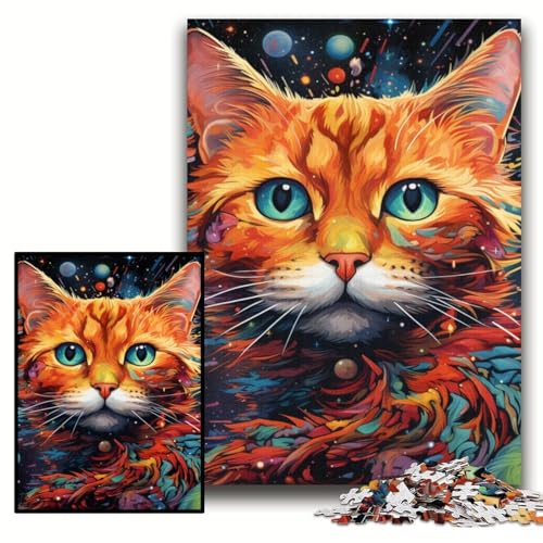 Puzzle 1000 Teile, Bunte Kunstkatze, Unmögliches Puzzle für Erwachsene, 50x75cm, Geburtstagsgeschenkidee, Herausforderndes Denkspiel Puzzle 1000 Teile, Bunte Kunstkatze, Unmögliches Puzzle für Erwachsene, 50x75cm, Geburtstagsgeschenkidee, Herausforderndes Denkspiel von ZKYUBEK