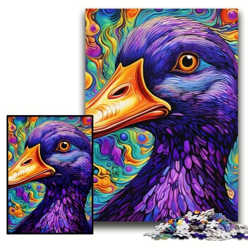 Puzzle 1000 Teile, Bunte lila Ente, Papppuzzle für Erwachsene, 26x38cm, anspruchsvolles Denkspiel für Teenager, unterhaltsames interaktives Spiel für die ganze Familie Puzzle 1000 Teile, Bunte lila Ente, Papppuzzle für Erwachsene, 26x38cm, anspruchsvolles Denkspiel für Teenager, unterhaltsames interaktives Spiel für die ganze Familie von ZKYUBEK