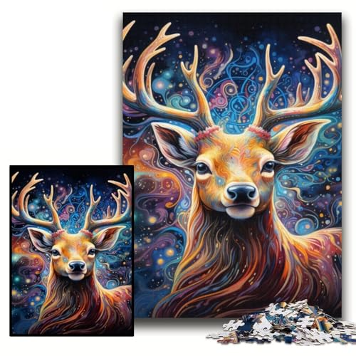 Puzzle 1000 Teile, Bunter Hirsch, Unmögliches Puzzle für Erwachsene, 26x38cm, Geburtstagsgeschenkidee, Herausforderndes Denkspiel Puzzle 1000 Teile, Bunter Hirsch, Unmögliches Puzzle für Erwachsene, 26x38cm, Geburtstagsgeschenkidee, Herausforderndes Denkspiel von ZKYUBEK