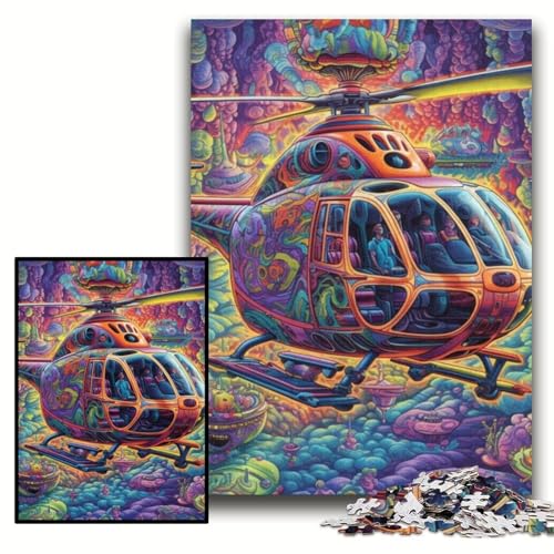 Puzzle 1000 Teile, Bunter Hubschrauber, Unmögliches Puzzle für Erwachsene, 50x75cm, Geburtstagsgeschenkidee, Herausforderndes Denkspiel Puzzle 1000 Teile, Bunter Hubschrauber, Unmögliches Puzzle für Erwachsene, 50x75cm, Geburtstagsgeschenkidee, Herausforderndes Denkspiel von ZKYUBEK