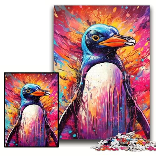 Puzzle 1000 Teile, Bunter Pinguin, Unmögliches Puzzle für Erwachsene, 26x38cm, Geburtstagsgeschenkidee, Herausforderndes Denkspiel Puzzle 1000 Teile, Bunter Pinguin, Unmögliches Puzzle für Erwachsene, 26x38cm, Geburtstagsgeschenkidee, Herausforderndes Denkspiel von ZKYUBEK