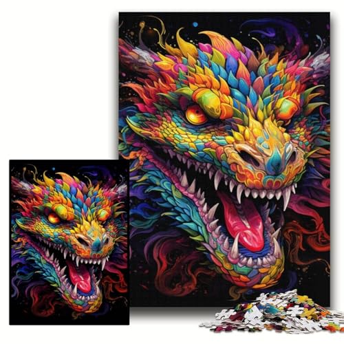 Puzzle 1000 Teile, Bunter chinesischer Drache, Holzpuzzle für Erwachsene, 50x75cm, DIY-Heimdekor, Geschenk, Denksportspiel Puzzle 1000 Teile, Bunter chinesischer Drache, Holzpuzzle für Erwachsene, 50x75cm, DIY-Heimdekor, Geschenk, Denksportspiel von ZKYUBEK