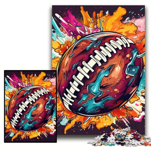 Puzzle 1000 Teile, Buntes American Football-Unmögliches Puzzle für Erwachsene, 26x38cm, Geburtstagsgeschenkidee, herausforderndes Denkspiel Puzzle 1000 Teile, Buntes American Football-Unmögliches Puzzle für Erwachsene, 26x38cm, Geburtstagsgeschenkidee, herausforderndes Denkspiel von ZKYUBEK