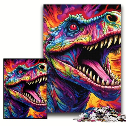 Puzzle 1000 Teile, Buntes Dinosaurier-Holzpuzzle für Erwachsene, 50x75cm, Herausforderndes Denkspiel für Teenager, Familienspaß, interaktives Spiel Puzzle 1000 Teile, Buntes Dinosaurier-Holzpuzzle für Erwachsene, 50x75cm, Herausforderndes Denkspiel für Teenager, Familienspaß, interaktives Spiel von ZKYUBEK