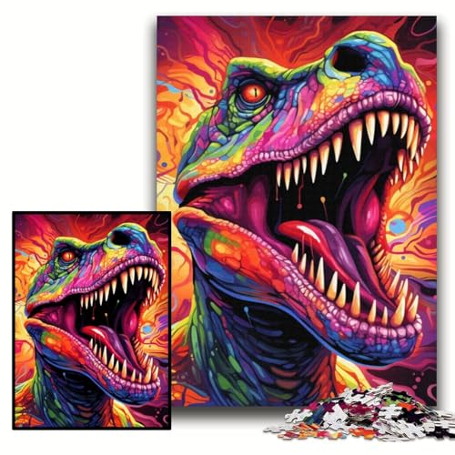 Puzzle 1000 Teile, Buntes Dinosaurier-Unmögliches Puzzle für Erwachsene, 50x75cm, Geburtstagsgeschenkidee, Herausforderndes Denkspiel Puzzle 1000 Teile, Buntes Dinosaurier-Unmögliches Puzzle für Erwachsene, 50x75cm, Geburtstagsgeschenkidee, Herausforderndes Denkspiel von ZKYUBEK