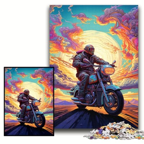 Puzzle 1000 Teile, Buntes Kunst-Motorrad, Holzpuzzle für Erwachsene, 50x75cm, Herausforderndes Denkspiel für Teenager, Familienspaß, interaktives Spiel Puzzle 1000 Teile, Buntes Kunst-Motorrad, Holzpuzzle für Erwachsene, 50x75cm, Herausforderndes Denkspiel für Teenager, Familienspaß, interaktives Spiel von ZKYUBEK
