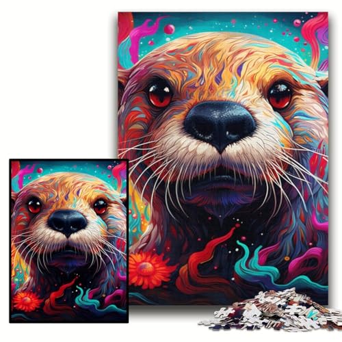 Puzzle 1000 Teile, Buntes Kunst-Otter-Holzpuzzle für Erwachsene, 50x75cm, Herausforderndes Denkspiel für Teenager, Familienspaß, interaktives Spiel Puzzle 1000 Teile, Buntes Kunst-Otter-Holzpuzzle für Erwachsene, 50x75cm, Herausforderndes Denkspiel für Teenager, Familienspaß, interaktives Spiel von ZKYUBEK