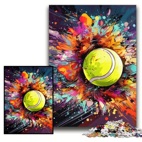 Puzzle 1000 Teile, Buntes Tennis, Unmögliches Puzzle für Erwachsene, 26x38cm, Geburtstagsgeschenkidee, Herausforderndes Denkspiel Puzzle 1000 Teile, Buntes Tennis, Unmögliches Puzzle für Erwachsene, 26x38cm, Geburtstagsgeschenkidee, Herausforderndes Denkspiel von ZKYUBEK