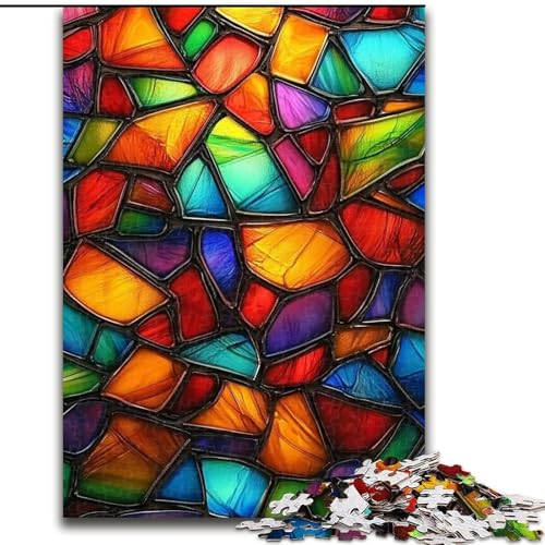 Puzzle 1000 Teile, Buntglassteine, Puzzle 26x38cm, Denkspiel, interaktives Familienspiel, geeignet für Kinder ab 14 Jahren von ZKYUBEK