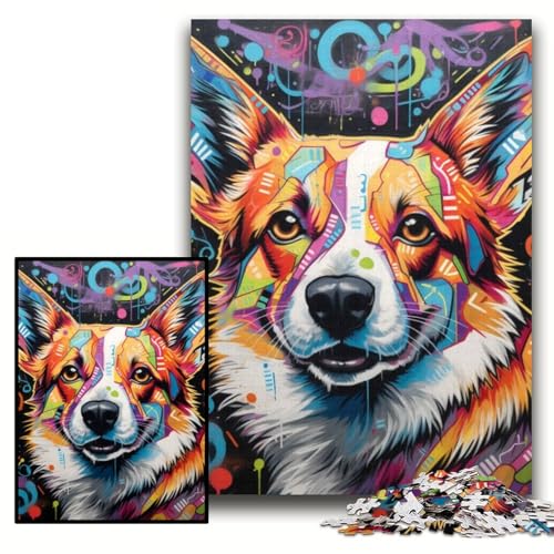 Puzzle 1000 Teile, Corgi-Graffiti, Unmögliches Puzzle für Erwachsene, 26x38cm, Geburtstagsgeschenkidee, Herausforderndes Denkspiel Puzzle 1000 Teile, Corgi-Graffiti, Unmögliches Puzzle für Erwachsene, 26x38cm, Geburtstagsgeschenkidee, Herausforderndes Denkspiel von ZKYUBEK