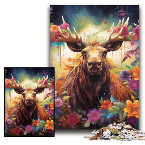 Puzzle 1000 Teile, Elch-Puzzle aus Holz für Erwachsene, 50x75cm, anspruchsvolles Denkspiel für Teenager, unterhaltsames interaktives Spiel für die ganze Familie Puzzle 1000 Teile, Elch-Puzzle aus Holz für Erwachsene, 50x75cm, anspruchsvolles Denkspiel für Teenager, unterhaltsames interaktives Spiel für die ganze Familie von ZKYUBEK