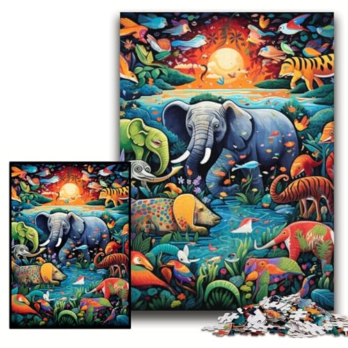 Puzzle 1000 Teile, Elefanten-Kunst, Papppuzzle für Erwachsene, 26x38cm, DIY-Heimdekor, Geschenk, Denkspiel Puzzle 1000 Teile, Elefanten-Kunst, Papppuzzle für Erwachsene, 26x38cm, DIY-Heimdekor, Geschenk, Denkspiel von ZKYUBEK