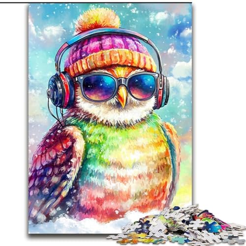 Puzzle 1000 Teile, Eule hört Musik, schwierige Puzzles für Erwachsene, 50x75cm, für Heimdekoration, Gehirntraining Puzzle 1000 Teile, Eule hört Musik, schwierige Puzzles für Erwachsene, 50x75cm, für Heimdekoration, Gehirntraining von ZKYUBEK