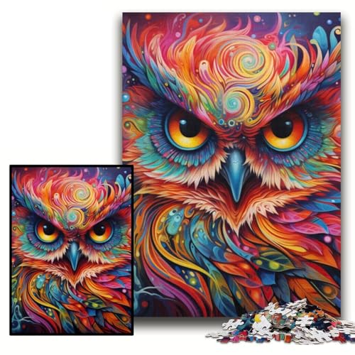 Puzzle 1000 Teile, Farbige Eule, Unmögliches Puzzle für Erwachsene, 26x38cm, Geburtstagsgeschenkidee, Herausforderndes Denkspiel Puzzle 1000 Teile, Farbige Eule, Unmögliches Puzzle für Erwachsene, 26x38cm, Geburtstagsgeschenkidee, Herausforderndes Denkspiel von ZKYUBEK