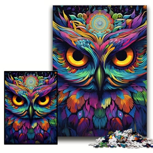 Puzzle 1000 Teile, Farbige Eule, Unmögliches Puzzle für Erwachsene, 26x38cm, Geburtstagsgeschenkidee, Herausforderndes Denkspiel Puzzle 1000 Teile, Farbige Eule, Unmögliches Puzzle für Erwachsene, 26x38cm, Geburtstagsgeschenkidee, Herausforderndes Denkspiel von ZKYUBEK