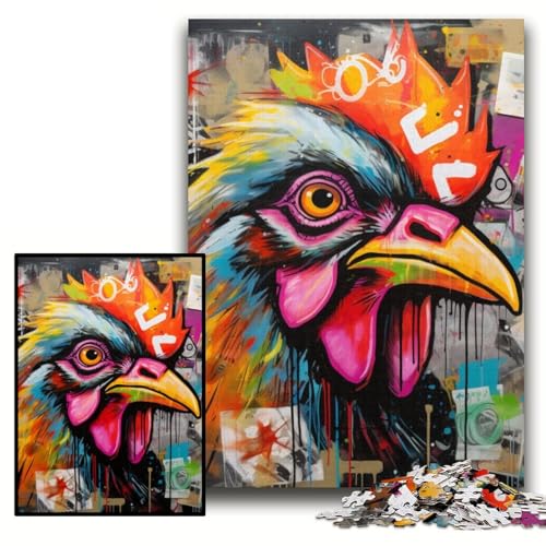 Puzzle 1000 Teile, Hahn-Graffiti, Papppuzzle für Erwachsene, 26x38cm, DIY-Heimdekor, Geschenk, Denkspiel Puzzle 1000 Teile, Hahn-Graffiti, Papppuzzle für Erwachsene, 26x38cm, DIY-Heimdekor, Geschenk, Denkspiel von ZKYUBEK
