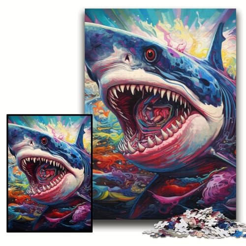 Puzzle 1000 Teile, Hai, Unmögliches Puzzle für Erwachsene, 50x75cm, Geburtstagsgeschenkidee, Herausforderndes Denkspiel Puzzle 1000 Teile, Hai, Unmögliches Puzzle für Erwachsene, 50x75cm, Geburtstagsgeschenkidee, Herausforderndes Denkspiel von ZKYUBEK