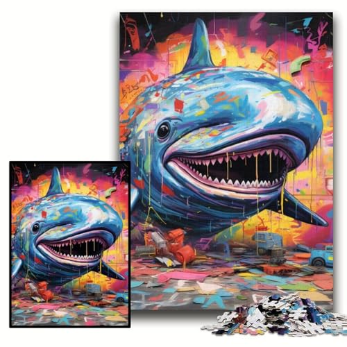 Puzzle 1000 Teile, Hai-Puzzle aus Holz für Erwachsene, 50x75cm, anspruchsvolles Denkspiel für Teenager, unterhaltsames interaktives Spiel für die ganze Familie Puzzle 1000 Teile, Hai-Puzzle aus Holz für Erwachsene, 50x75cm, anspruchsvolles Denkspiel für Teenager, unterhaltsames interaktives Spiel für die ganze Familie von ZKYUBEK