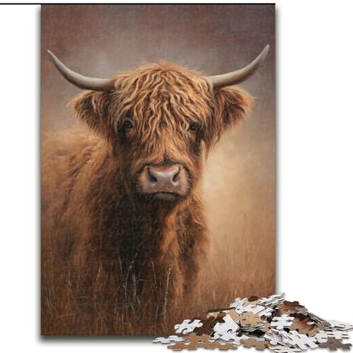 Puzzle 1000 Teile, Highland Cow, Holzpuzzle für Erwachsene, 26x38cm, perfektes DIY-Kunstdekor oder Geburtstagsgeschenk Puzzle 1000 Teile, Highland Cow, Holzpuzzle für Erwachsene, 26x38cm, perfektes DIY-Kunstdekor oder Geburtstagsgeschenk von ZKYUBEK