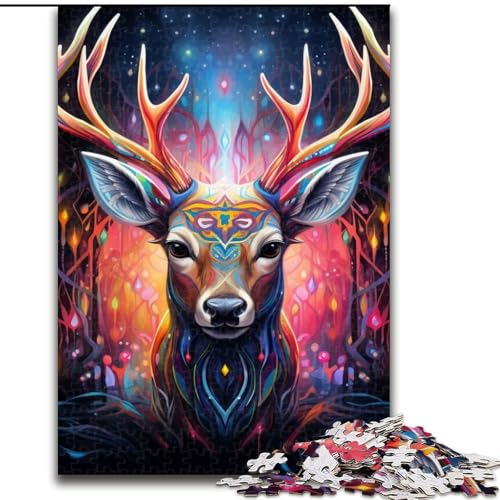 Puzzle 1000 Teile, Hirsch, psychedelische Kunst, Puzzles für Erwachsene, Größe 26x38cm, anspruchsvolles DIY-Dekorationsspiel, interaktives Familienspielzeug Puzzle 1000 Teile, Hirsch, psychedelische Kunst, Puzzles für Erwachsene, Größe 26x38cm, anspruchsvolles DIY-Dekorationsspiel, interaktives Familienspielzeug von ZKYUBEK