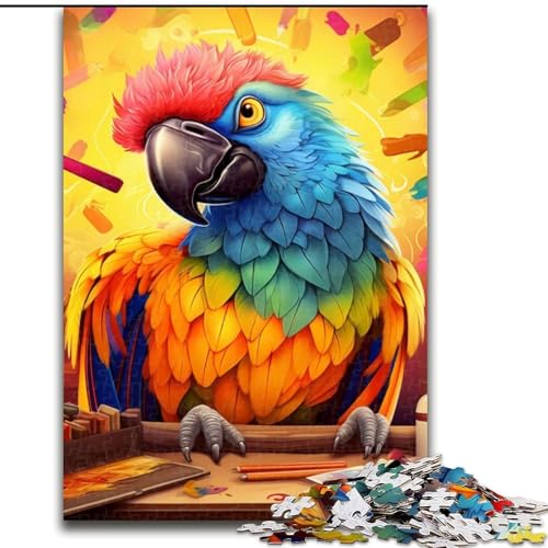 Puzzle 1000 Teile, Jigsaw Art Papagei, Holzpuzzle, Größe 50x75cm, interaktives Familienspiel, Familienaktivitätsspiel von ZKYUBEK