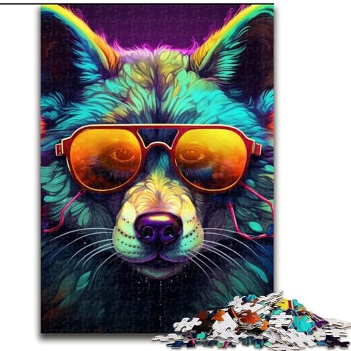 Puzzle 1000 Teile, Neonbrille, Wolf, Karton, Puzzlegröße 26x38cm, Weihnachten, Halloween, Ostern, Neujahr Puzzle 1000 Teile, Neonbrille, Wolf, Karton, Puzzlegröße 26x38cm, Weihnachten, Halloween, Ostern, Neujahr von ZKYUBEK