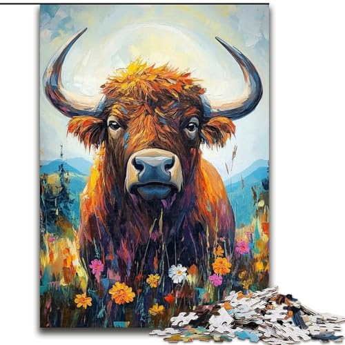 Puzzle 1000 Teile, Ölgemälde Einer Hochlandkuh, 26x38cm, Denksportaufgabe, interaktives Familienspiel, geeignet für Kinder ab 14 Jahren Puzzle 1000 Teile, Ölgemälde Einer Hochlandkuh, 26x38cm, Denksportaufgabe, interaktives Familienspiel, geeignet für Kinder ab 14 Jahren von ZKYUBEK