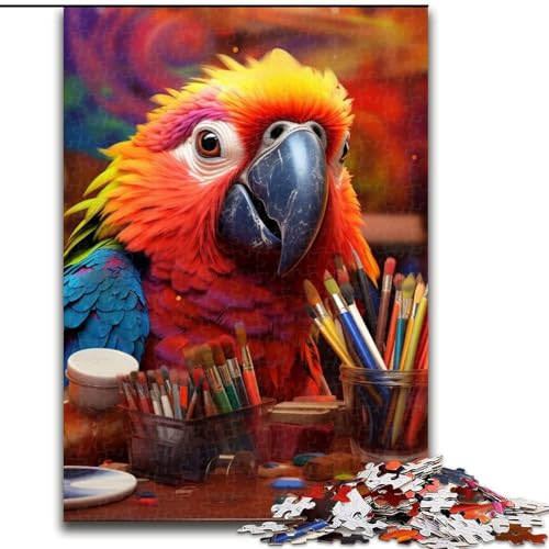 Puzzle 1000 Teile, Papagei, Holzpuzzle für Erwachsene, Größe 50x75cm, perfekt für Halloween, Weihnachten, Geburtstagsgeschenk von ZKYUBEK