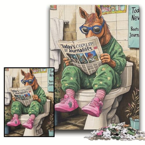 Puzzle 1000 Teile, Pferd geht auf die Toilette, Unmögliches Puzzle für Erwachsene, 50x75cm, Geburtstagsgeschenkidee, herausforderndes Denkspiel Puzzle 1000 Teile, Pferd geht auf die Toilette, Unmögliches Puzzle für Erwachsene, 50x75cm, Geburtstagsgeschenkidee, herausforderndes Denkspiel von ZKYUBEK