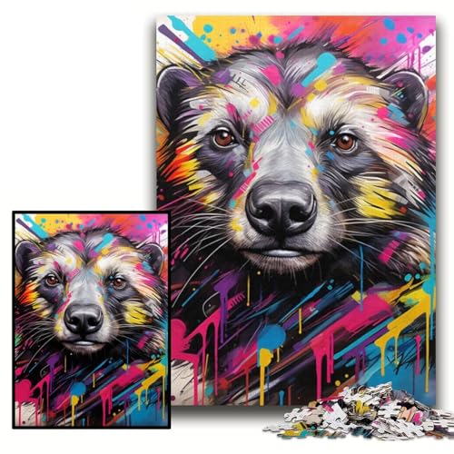 Puzzle 1000 Teile, Pferde-Graffiti-Puzzle aus Pappe für Erwachsene, 26x38cm, anspruchsvolles Denkspiel für Teenager, unterhaltsames interaktives Spiel für die ganze Familie Puzzle 1000 Teile, Pferde-Graffiti-Puzzle aus Pappe für Erwachsene, 26x38cm, anspruchsvolles Denkspiel für Teenager, unterhaltsames interaktives Spiel für die ganze Familie von ZKYUBEK