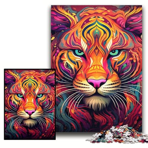 Puzzle 1000 Teile, Psychedelic Art Tiger, Papppuzzle für Erwachsene, 26x38cm, anspruchsvolles Denkspiel für Teenager, unterhaltsames interaktives Spiel für die ganze Familie Puzzle 1000 Teile, Psychedelic Art Tiger, Papppuzzle für Erwachsene, 26x38cm, anspruchsvolles Denkspiel für Teenager, unterhaltsames interaktives Spiel für die ganze Familie von ZKYUBEK