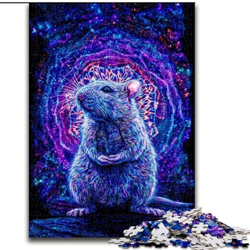 Puzzle 1000 Teile, Psychedelic Mouse, Puzzle für Erwachsene, 26x38cm, interaktives Familienspiel, Denksportaufgabe, Lernspielzeug von ZKYUBEK