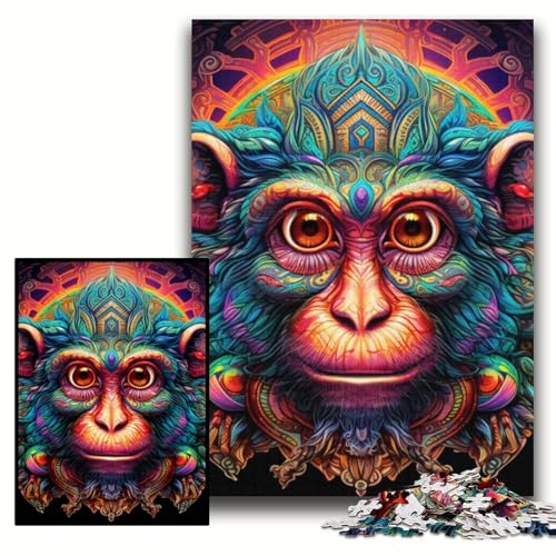 Puzzle 1000 Teile, Psychedelischer AFFE, Holzpuzzle für Erwachsene, 50x75cm, anspruchsvolles Denkspiel für Teenager, unterhaltsames interaktives Spiel für die ganze Familie Puzzle 1000 Teile, Psychedelischer AFFE, Holzpuzzle für Erwachsene, 50x75cm, anspruchsvolles Denkspiel für Teenager, unterhaltsames interaktives Spiel für die ganze Familie von ZKYUBEK