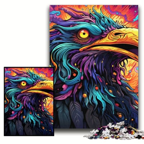 Puzzle 1000 Teile, Psychedelischer Vogel, Unmögliches Puzzle für Erwachsene, 50x75cm, Geburtstagsgeschenkidee, Herausforderndes Denkspiel Puzzle 1000 Teile, Psychedelischer Vogel, Unmögliches Puzzle für Erwachsene, 50x75cm, Geburtstagsgeschenkidee, Herausforderndes Denkspiel von ZKYUBEK