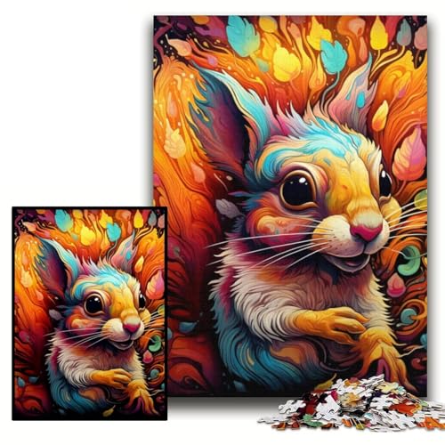 Puzzle 1000 Teile, Psychedelisches Eichhörnchen, Papppuzzle für Erwachsene, 26x38cm, DIY-Geschenk zur Heimdekoration, Denksportspiel Puzzle 1000 Teile, Psychedelisches Eichhörnchen, Papppuzzle für Erwachsene, 26x38cm, DIY-Geschenk zur Heimdekoration, Denksportspiel von ZKYUBEK