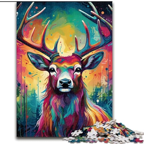 Puzzle 1000 Teile, Psychedelisches Rentier-Puzzle für Erwachsene, Größe 26x38cm, Denksportaufgabe, Spiel für Erwachsene, interaktive Aktivität für die Familie Puzzle 1000 Teile, Psychedelisches Rentier-Puzzle für Erwachsene, Größe 26x38cm, Denksportaufgabe, Spiel für Erwachsene, interaktive Aktivität für die Familie von ZKYUBEK