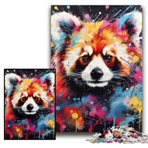 Puzzle 1000 Teile, Roter Panda, Kunst, Graffiti, Unmögliches Puzzle für Erwachsene, 26x38cm, Geburtstagsgeschenkidee, Herausforderndes Denkspiel Puzzle 1000 Teile, Roter Panda, Kunst, Graffiti, Unmögliches Puzzle für Erwachsene, 26x38cm, Geburtstagsgeschenkidee, Herausforderndes Denkspiel von ZKYUBEK