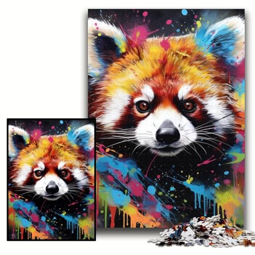 Puzzle 1000 Teile, Roter Panda, Kunst, Graffiti, Unmögliches Puzzle für Erwachsene, 50x75cm, Geburtstagsgeschenkidee, Herausforderndes Denkspiel Puzzle 1000 Teile, Roter Panda, Kunst, Graffiti, Unmögliches Puzzle für Erwachsene, 50x75cm, Geburtstagsgeschenkidee, Herausforderndes Denkspiel von ZKYUBEK