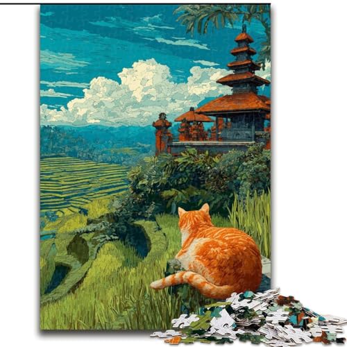 Puzzle 1000 Teile, Schöne orangefarbene Katze, Puzzle für Erwachsene, 50x75cm, perfekte Dekoration für Zuhause oder das Büro von ZKYUBEK