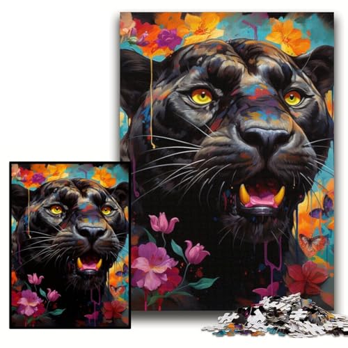 Puzzle 1000 Teile, Schwarzer Leopard, Papppuzzle für Erwachsene, 26x38cm, anspruchsvolles Denkspiel für Teenager, unterhaltsames interaktives Spiel für die ganze Familie Puzzle 1000 Teile, Schwarzer Leopard, Papppuzzle für Erwachsene, 26x38cm, anspruchsvolles Denkspiel für Teenager, unterhaltsames interaktives Spiel für die ganze Familie von ZKYUBEK