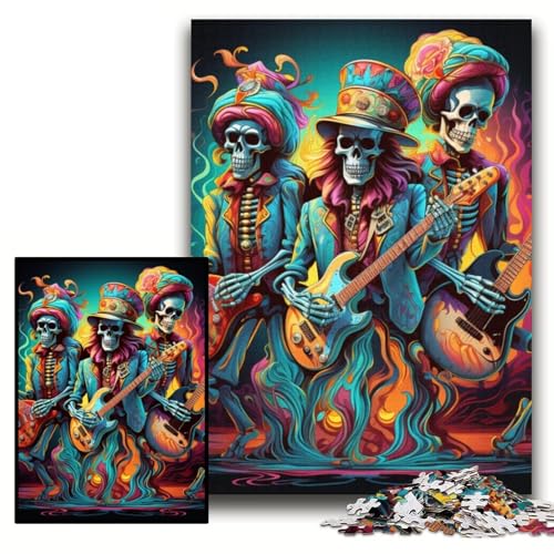 Puzzle 1000 Teile, Skelett spielt Gitarre, Papppuzzle für Erwachsene, 26x38cm, anspruchsvolles Denkspiel für Teenager, unterhaltsames interaktives Spiel für die ganze Familie Puzzle 1000 Teile, Skelett spielt Gitarre, Papppuzzle für Erwachsene, 26x38cm, anspruchsvolles Denkspiel für Teenager, unterhaltsames interaktives Spiel für die ganze Familie von ZKYUBEK