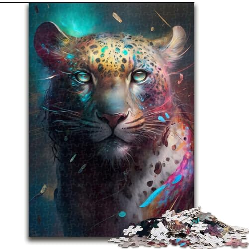 Puzzle 1000 Teile, Tier-Leoparden-Malpuzzle für Erwachsene, Größe 50x75cm, Denksportaufgabe, Spiel für Erwachsene, interaktive Familienaktivität von ZKYUBEK