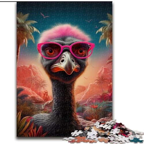 Puzzle 1000 Teile, Tierkunst, Straußenpuzzle für Erwachsene, Größe 50x75cm, Denksportaufgabe, Spiel für Erwachsene, interaktive Aktivität für die Familie von ZKYUBEK