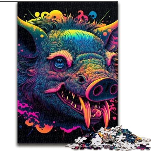 Puzzle 1000 Teile, Tierpuzzle mit Schweinen, Kartonpuzzle für Erwachsene, Größe 26x38cm, für Reiseliebhaber und Paare, anspruchsvolles Spielzeug von ZKYUBEK