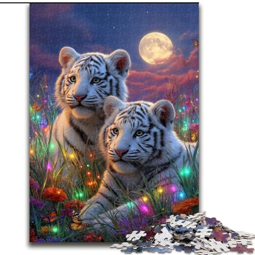 Puzzle 1000 Teile, Weißer Tiger, Puzzle für Erwachsene, 50x75cm, interaktives Familienspiel, Denksportaufgabe, Lernspielzeug von ZKYUBEK