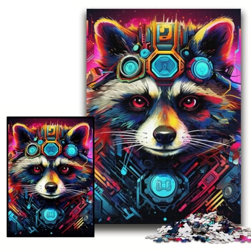 Puzzle 1000 Teile, bunter Waschbär, Papppuzzle für Erwachsene, 26x38cm, DIY-Geschenk zur Heimdekoration, Denkspiel Puzzle 1000 Teile, bunter Waschbär, Papppuzzle für Erwachsene, 26x38cm, DIY-Geschenk zur Heimdekoration, Denkspiel von ZKYUBEK