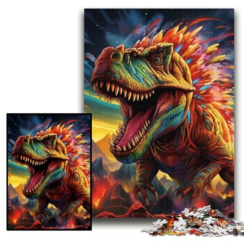 Puzzle 1000 Teile, buntes Dinosaurier-Puzzle aus Pappe für Erwachsene, 26x38cm, DIY-Geschenk zur Heimdekoration, Denkspiel Puzzle 1000 Teile, buntes Dinosaurier-Puzzle aus Pappe für Erwachsene, 26x38cm, DIY-Geschenk zur Heimdekoration, Denkspiel von ZKYUBEK