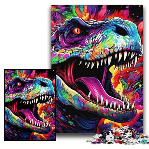 Puzzle 1000 Teile, buntes Dinosaurier-Puzzle aus Pappe für Erwachsene, 26x38cm, DIY-Geschenk zur Heimdekoration, Denkspiel Puzzle 1000 Teile, buntes Dinosaurier-Puzzle aus Pappe für Erwachsene, 26x38cm, DIY-Geschenk zur Heimdekoration, Denkspiel von ZKYUBEK