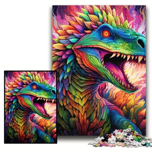 Puzzle 1000 Teile, buntes Dinosaurier-Puzzle aus Pappe für Erwachsene, 26x38cm, anspruchsvolles Denkspiel für Teenager, unterhaltsames interaktives Spiel für die ganze Familie Puzzle 1000 Teile, buntes Dinosaurier-Puzzle aus Pappe für Erwachsene, 26x38cm, anspruchsvolles Denkspiel für Teenager, unterhaltsames interaktives Spiel für die ganze Familie von ZKYUBEK