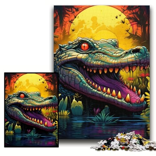 Puzzle 1000 Teile, buntes Krokodil, Papppuzzle für Erwachsene, 26x38cm, DIY-Heimdekor, Geschenk, Denkspiel Puzzle 1000 Teile, buntes Krokodil, Papppuzzle für Erwachsene, 26x38cm, DIY-Heimdekor, Geschenk, Denkspiel von ZKYUBEK